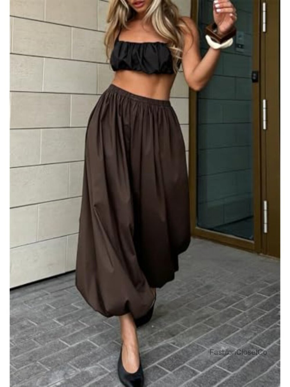 Women's High Rise Harem Pants Drawstring Elastic Waist Pockets Wide Leg - Picture 2 of 5